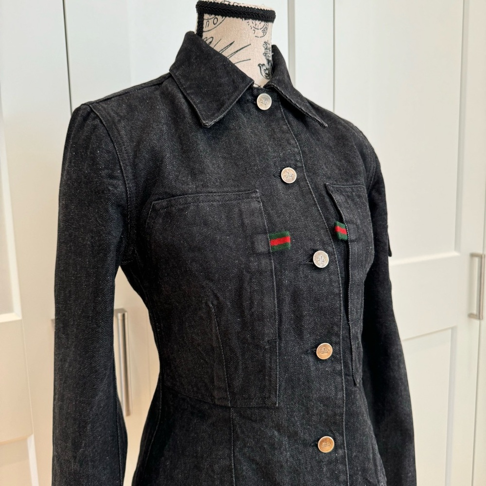 ❌SOLD❌GUCCI Authentic Denim Jean Black Jacket Size Small | 9901566💚 - Picture 12 of 17